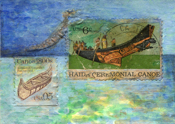 Canoe stamp art card